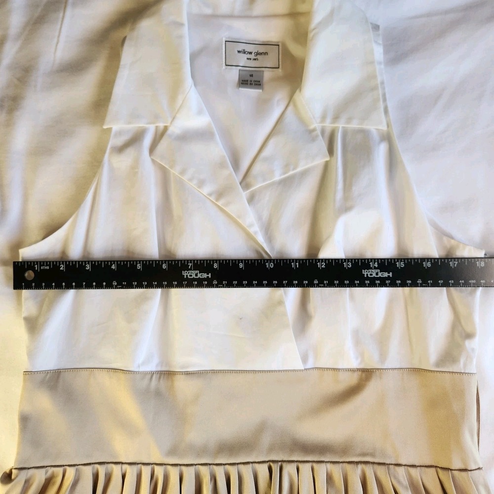 WILLOW GLENN New York Dress Womens 14 White Beige Sleeveless Midi A-line NWOT‎ - Picture 3 of 6